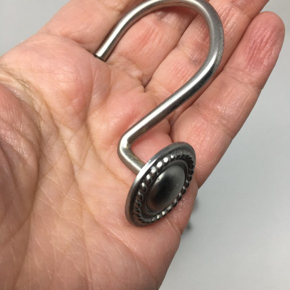 Set of 12 Brushed Nickel Round Medallion Shower Curtain Hooks - Picture 7 of 16